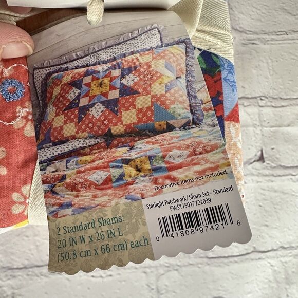 Pioneer Woman Starlight Patchwork Quilted King Pillow Shams 2 Pc NWT Farmhouse - Picture 10 of 11